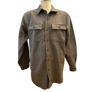 LL Bean Shirt Mens Large Gray Chamois Flannel Heavyweight Outdoor Pockets